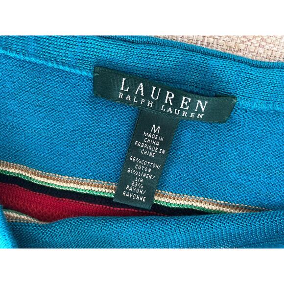 Ralph Lauren Multicolor Striped Tank Top Shirt Cotton Linen Blend M - Picture 3 of 6